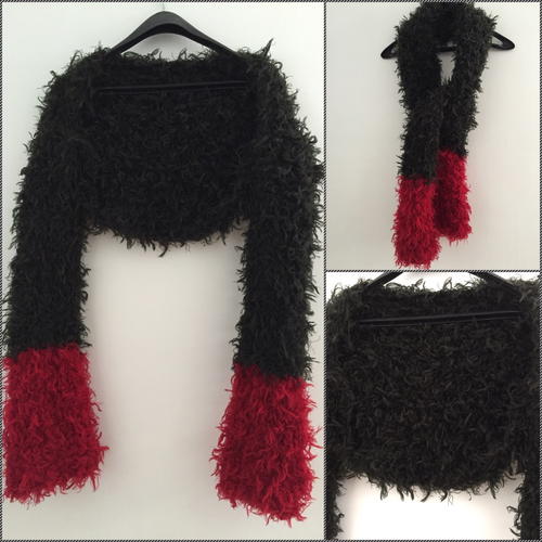 Red and Black Furry Shrug