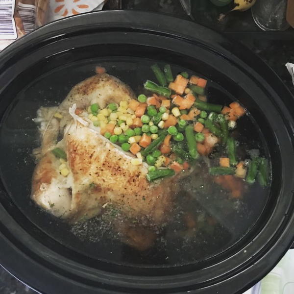 Slow Cooker Rotisserie Chicken Soup