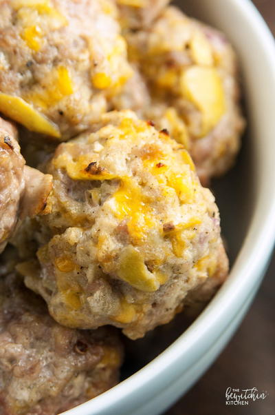 Pork Meatballs Loaded with Apple and Cheddar