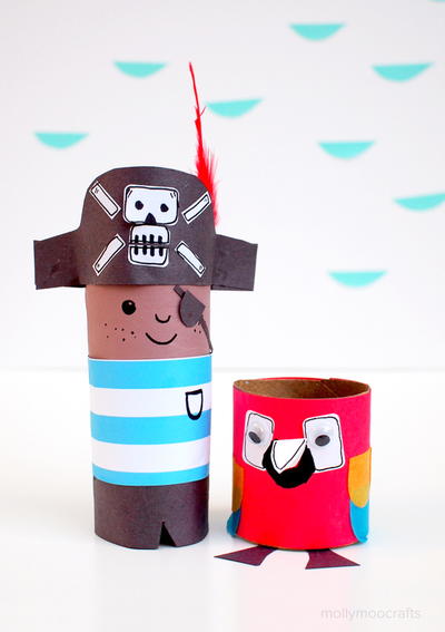 Toilet Roll Pirate and Parrot Craft