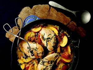 Chicken with Peaches, Basil, and Tomatoes