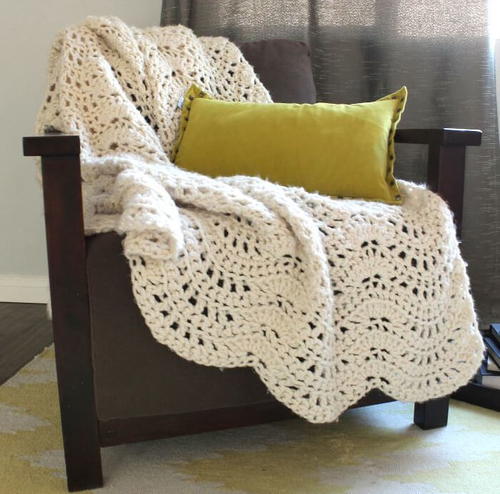 Cozy Feather and Fan Crochet Afghan