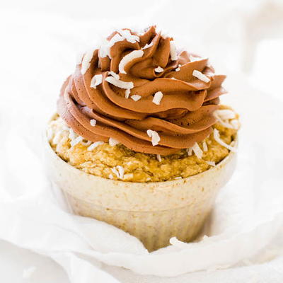 Banana Coconut Cupcake With Whipped Chocolate Frosting