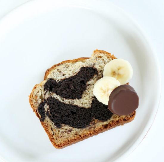 Gluten Free Banana Bread with Chocolate Swirl