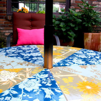 Vibrant Upcycled Patio Lounge Table