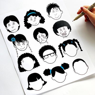 Blank Faces Printable Coloring Page