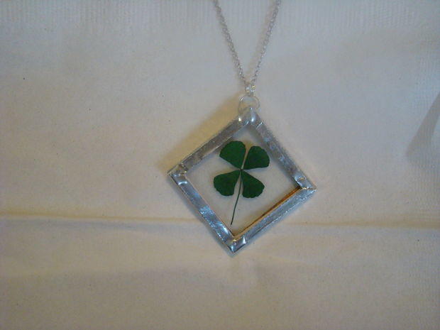 Glass Encased Lucky Shamrock Pendant