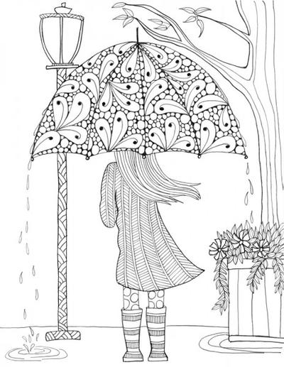 Prettiest Umbrella Girl Coloring Page Favecrafts Com