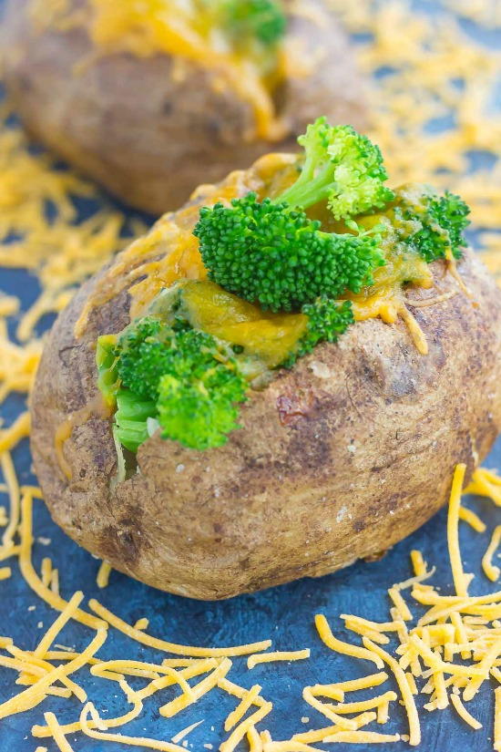 Broccoli Cheddar Stuffed Baked Potatoes | FaveSouthernRecipes.com