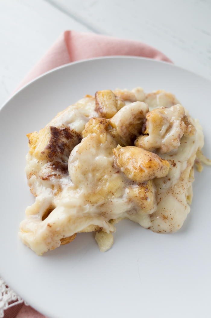 Cream Cheese Stuffed Cinnamon Roll Casserole