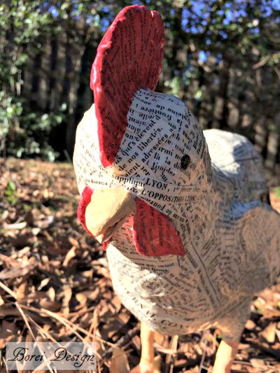 Upcycled French Farmhouse Paper Mache Rooster 
