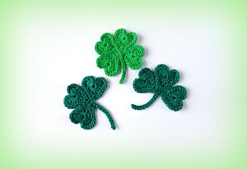 Crochet St Patrick’s Day Shamrock and Lucky Clover Appliqués