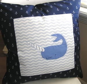 Arctic Narwhal Applique Pillow