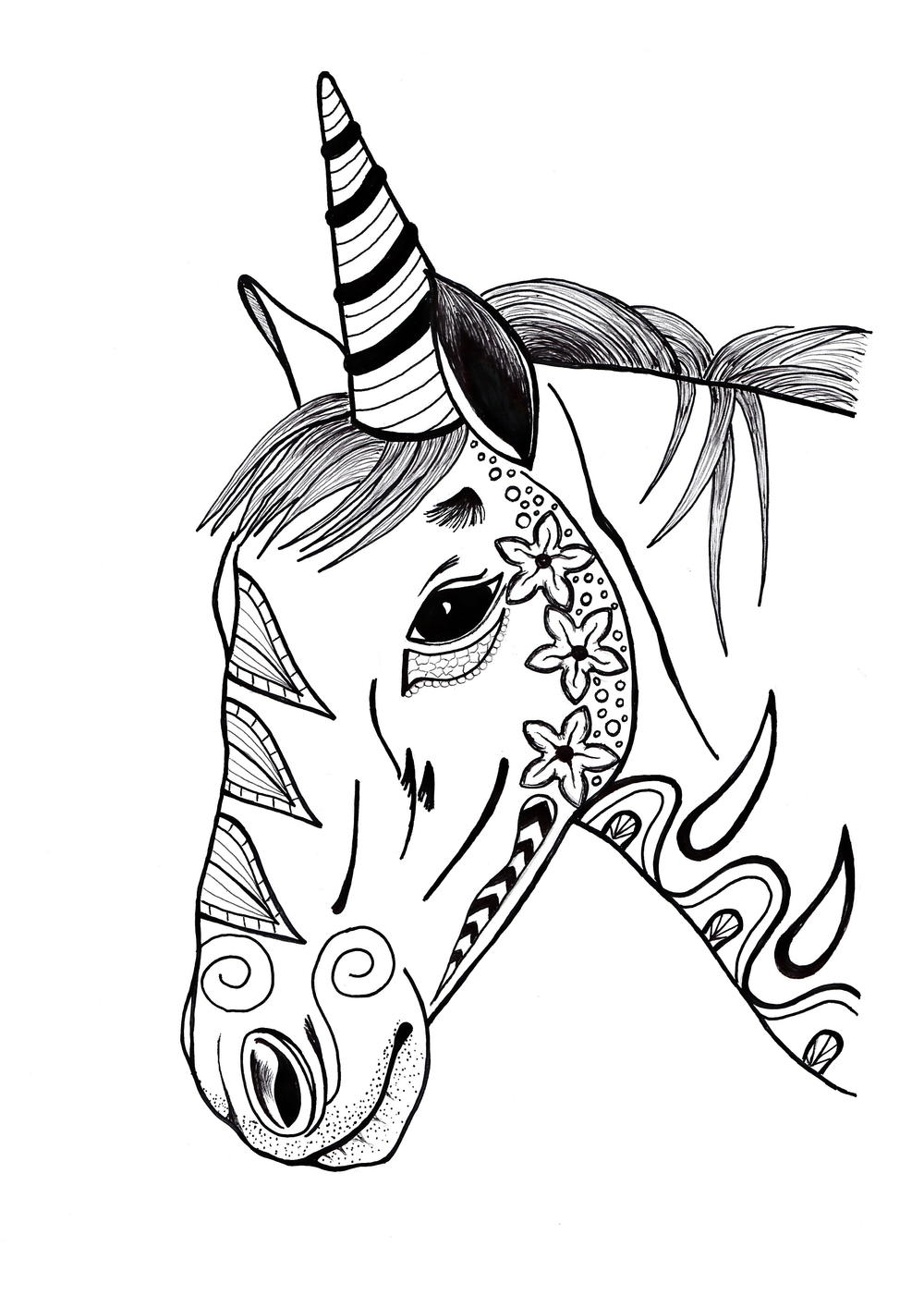 free printable color page unicorn