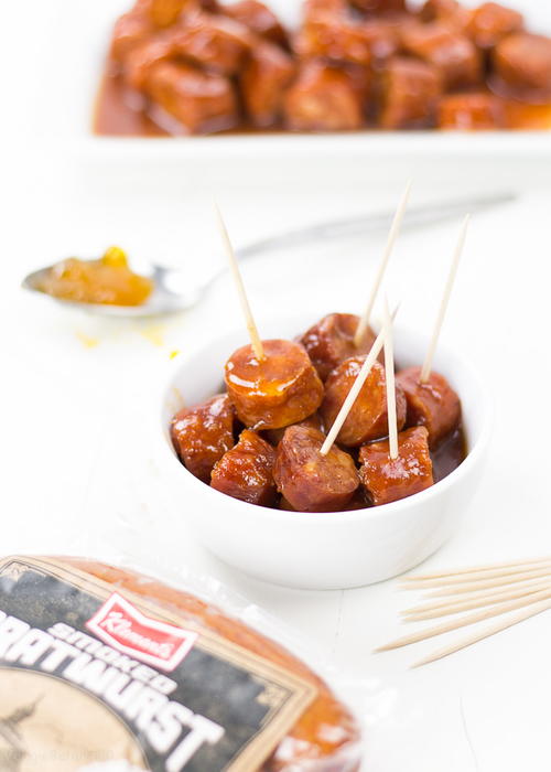 Slow Cooker Sweet BBQ Cocktail Sausages | FaveHealthyRecipes.com