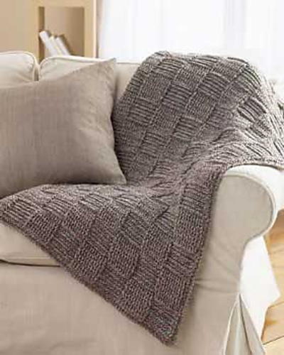 Bernat Big Basketweave Knit Blanket Pattern