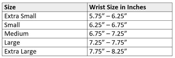 Watch Size Wrist Size Chart