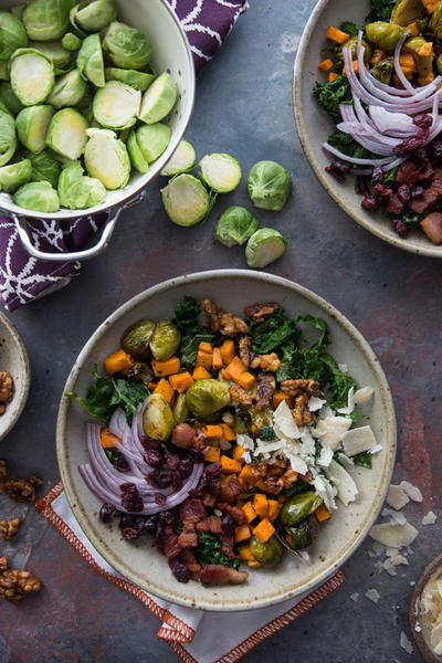Sweet Potato Kale and Brussels Sprouts Winter Bowl