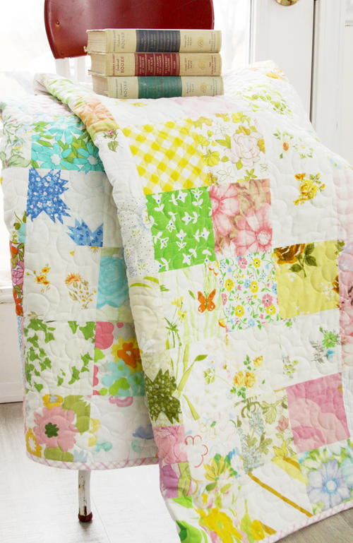 Spring in Scandinavian Vintage Sheet Quilt