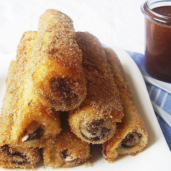 French Toast Rolls with Homemade Nutella