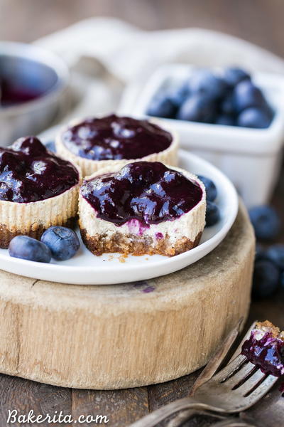 Vanilla Bean Greek Yogurt Cheesecakes with Blueberry Compote