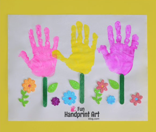 Cheerful Handprint Flowers Garden | AllFreeKidsCrafts.com