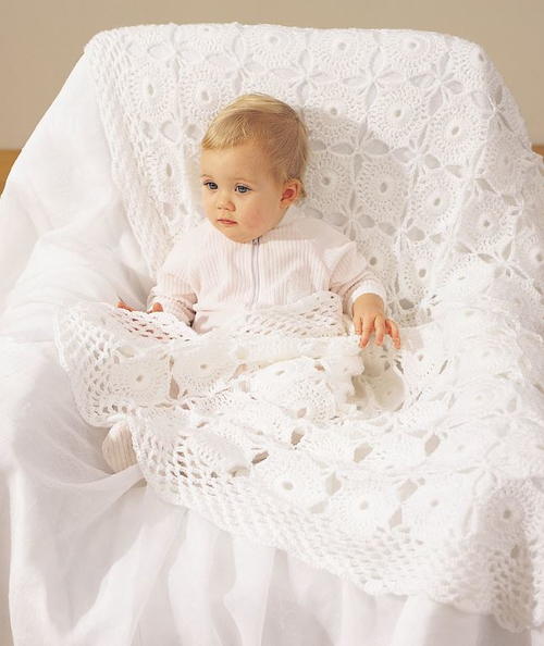 Precious Pearls Lace Baby Blanket