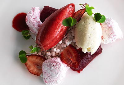 Strawberry Jelly, Marshmallow, Chips and Sorbet