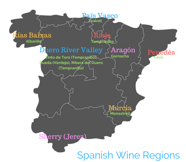 Spanish Wine Regions Map