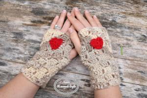 You Have My Heart Crochet Fingerless Gloves