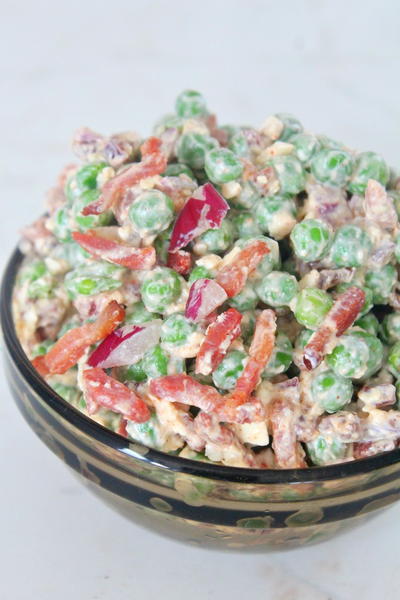 Spicy Pea Bacon Feta Salad