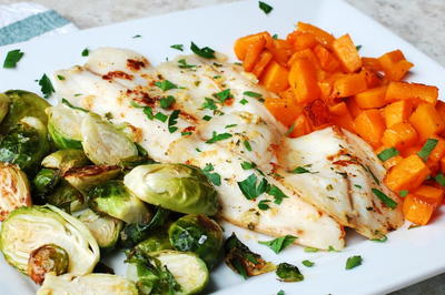 Garlic Fish and Vegetable Sheet Pan Meal