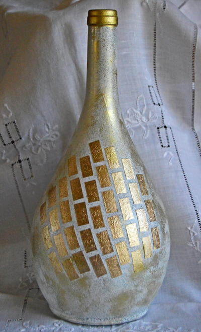 Gold Shimmer Wine Bottle Vase