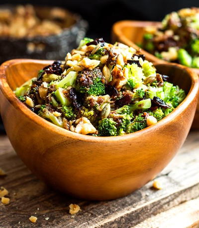 Chopped Broccoli Salad with Walnuts and Cranberries