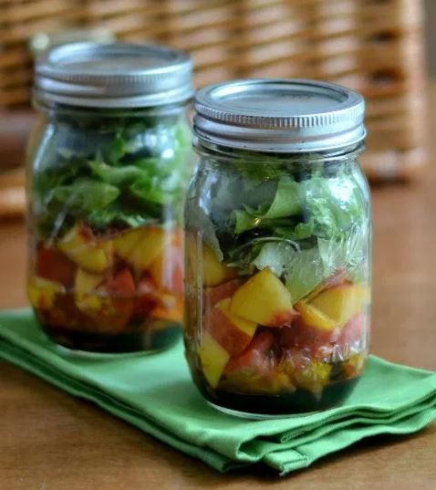 Peach Tomato Basil Mason Jar Salad