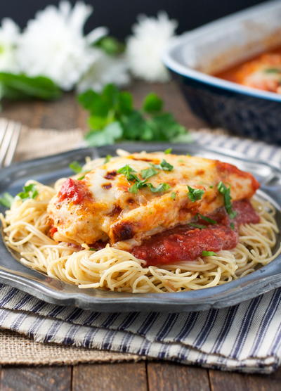 Dump-and-Bake Healthy Chicken Parmesan