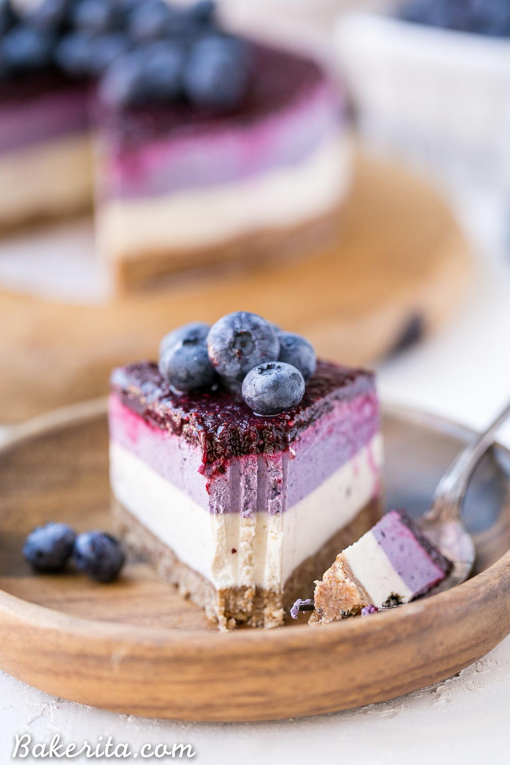 No-Bake Layered Blueberry Cheesecake | RecipeLion.com