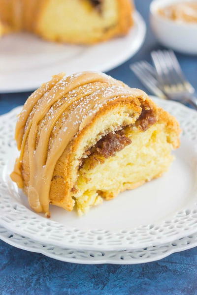 Cinnamon Streusel Butter Cake with Caramel Icing