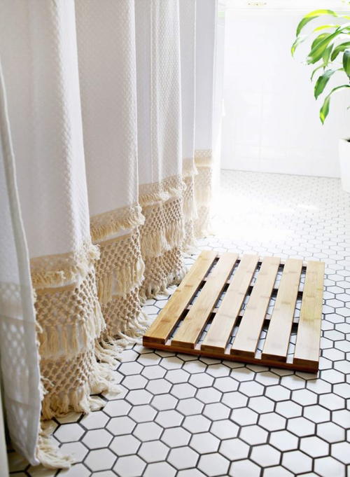 Macrame Lace DIY Shower Curtain