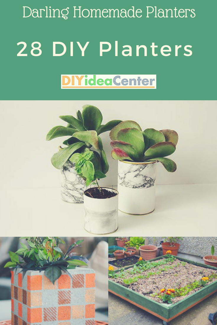 Darling Homemade Planters: 28 DIY Planters | DIYIdeaCenter.com