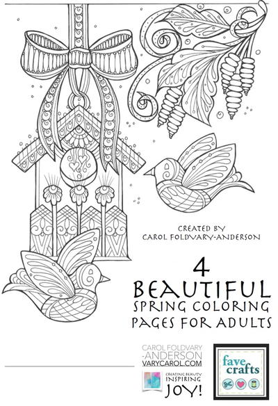 4 Beautiful Spring Coloring Pages for Adults