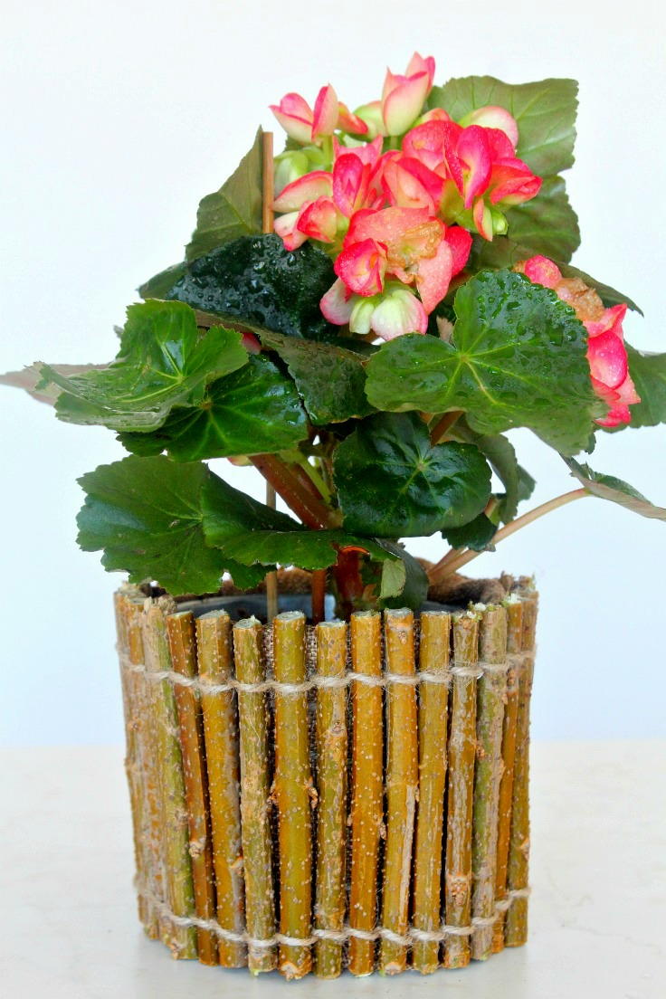 DIY Twig Flower Pot | DIYIdeaCenter.com