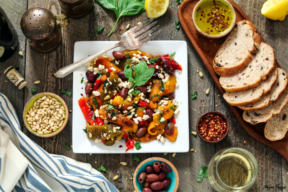 Roasted Red Pepper Salad with Balsamic Vinaigrette Dressing |  FaveHealthyRecipes.com