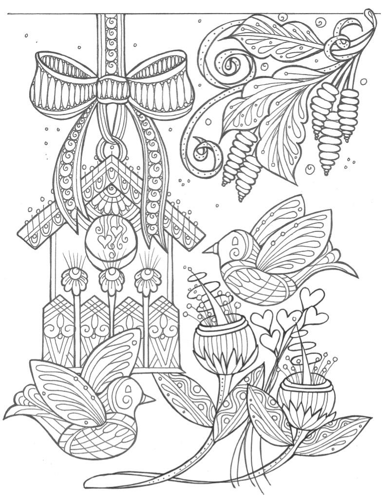 Birds and Flowers Spring  Coloring  Page  FaveCrafts com