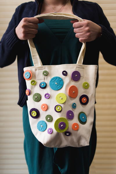Spring Zing Tote with Polymer Clay Buttons