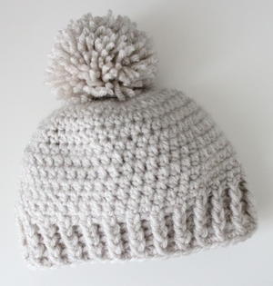 Crocheted Ribbed Beanie Hat