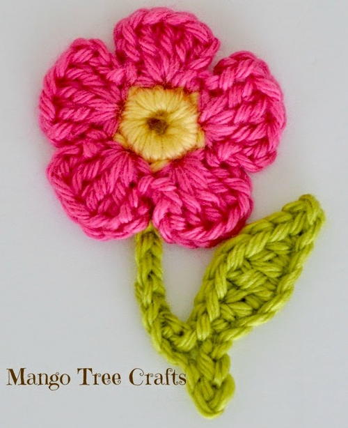 Garden Flower Crochet Applique | AllFreeCrochet.com
