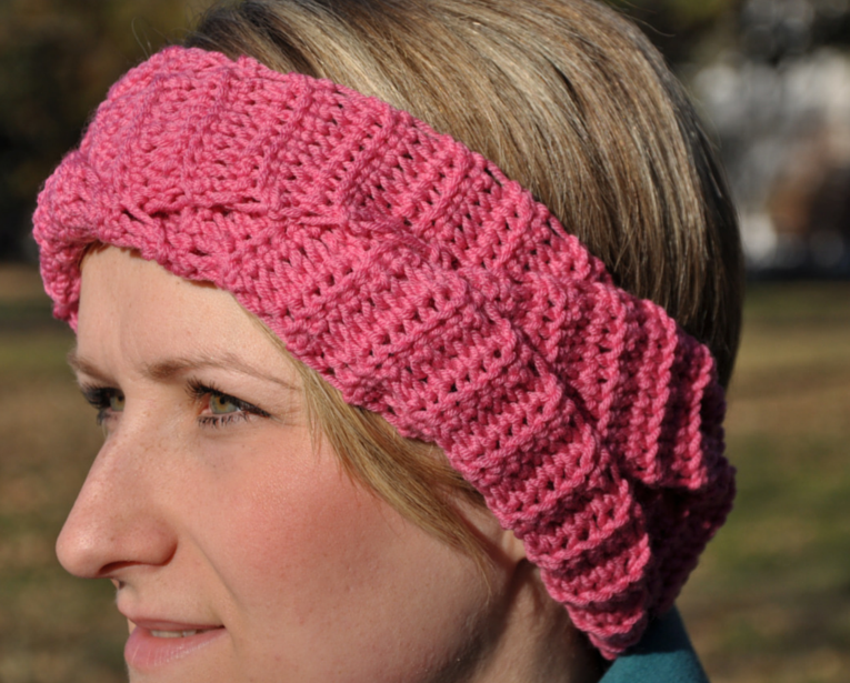 Pretty in Pink Plaited Headband | AllFreeCrochet.com
