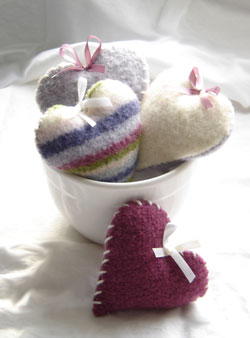 Knit and Felt Hearts