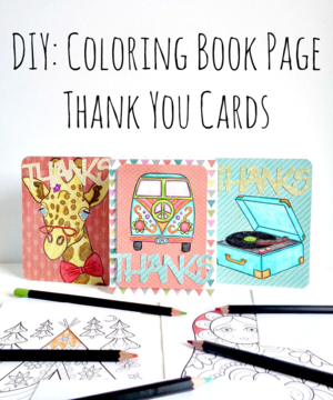 DIY Coloring Book Page Thank You Cards